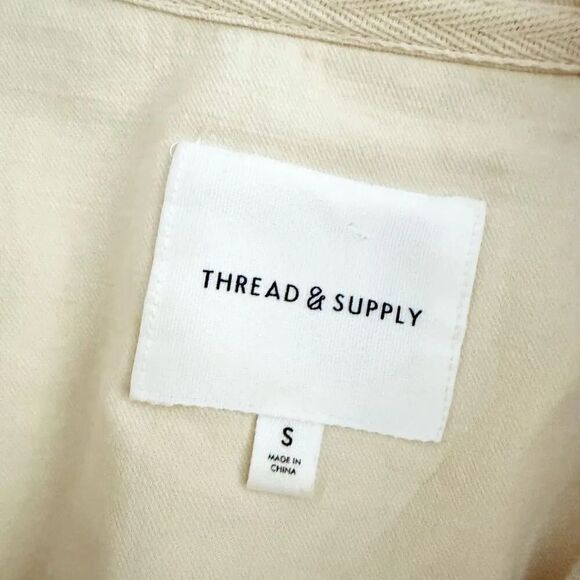THREAD & SUPPLY | Ivory Ecru Corduroy Shacket Shirt Jacket Button Raw | Small - Picture 8 of 10